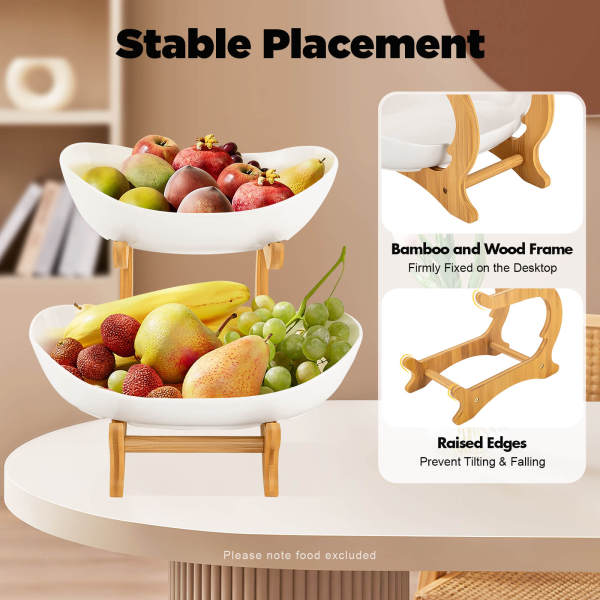 2 Tier Fruit Basket, Fruit Bowl for Kitchen Counter, Fruit Basket for Kitchen, Two Tier Fruit Bowl for Kitchen Counter