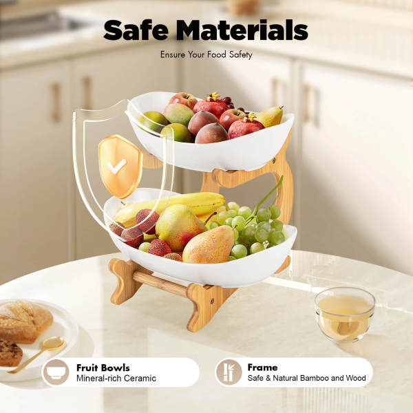 2 Tier Fruit Basket, Fruit Bowl for Kitchen Counter, Fruit Basket for Kitchen, Two Tier Fruit Bowl for Kitchen Counter
