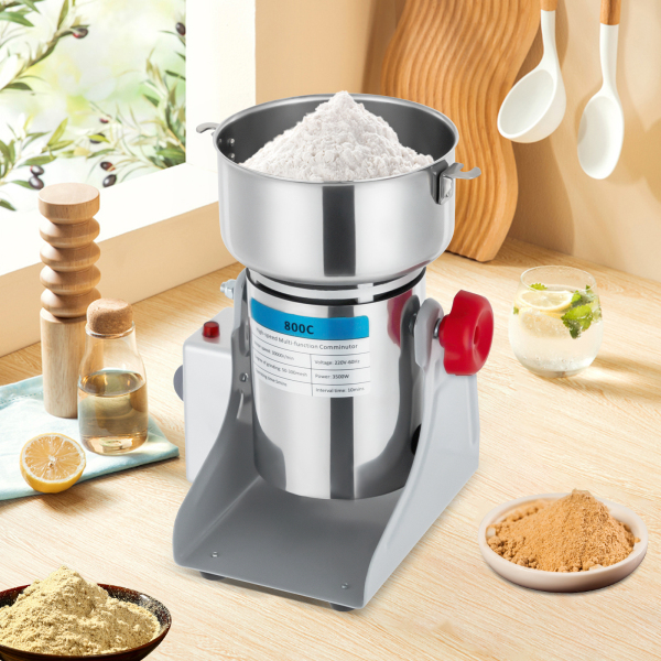 800g 220V Electric Grain Mill Durable and Sturdy Grist Mill with Upgraded Junction Box and Snap-on Lid Grain Mill for Grains Spices