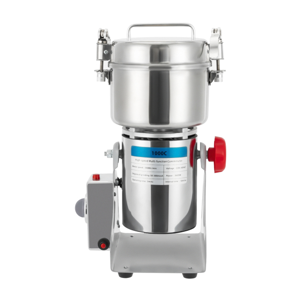1000g 220V Food-grade 304 Stainless Steel Electric Grain Mill Large Capacity Grist Mill Grain Mill with Upgraded Junction Box Snap-on Lid
