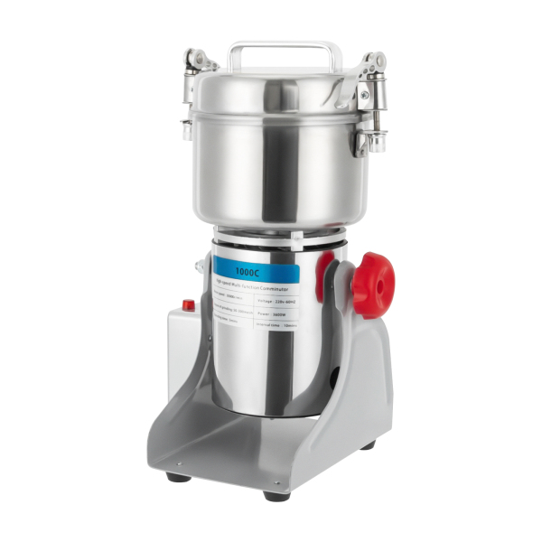 1000g 220V Food-grade 304 Stainless Steel Electric Grain Mill Large Capacity Grist Mill Grain Mill with Upgraded Junction Box Snap-on Lid