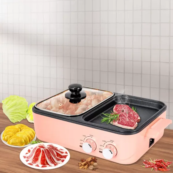 Electric 2 in 1 Hot Pot w/Grill BBQ Oven Barbecue Pan Grill Hot pot Machine New