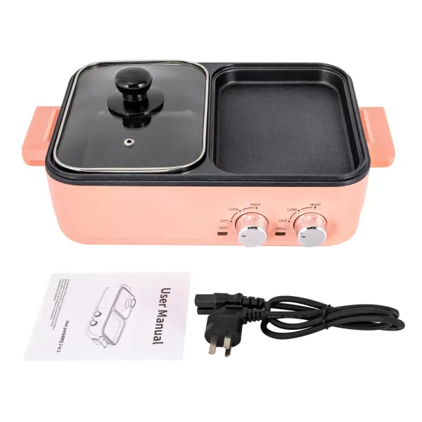 Electric 2 in 1 Hot Pot w/Grill BBQ Oven Barbecue Pan Grill Hot pot Machine New