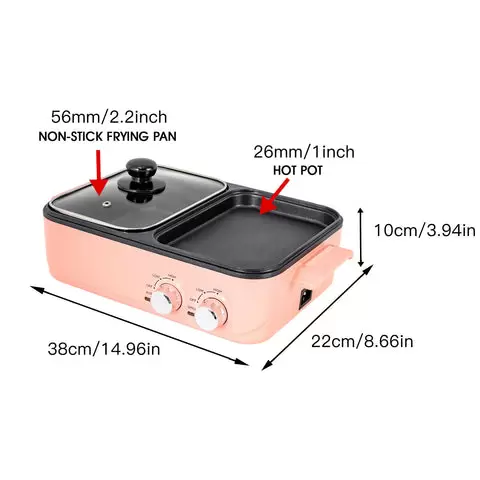 Electric 2 in 1 Hot Pot w/Grill BBQ Oven Barbecue Pan Grill Hot pot Machine New