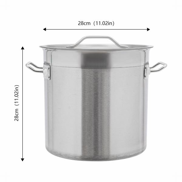 Stainless Steel Stock Pot Cookware Commercial Large Soup Boiling Large Stock Pot with Lid Round Corners Flat Bucket Bottom for Restaurants Canteens Hotpot Stores