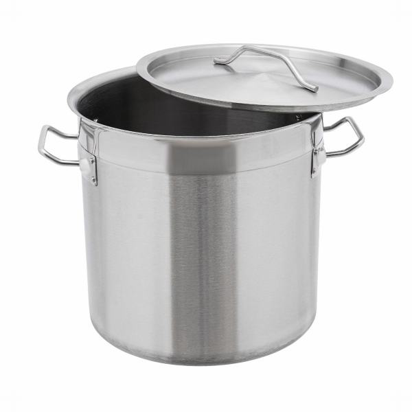Stainless Steel Stock Pot Cookware Commercial Large Soup Boiling Large Stock Pot with Lid Round Corners Flat Bucket Bottom for Restaurants Canteens Hotpot Stores