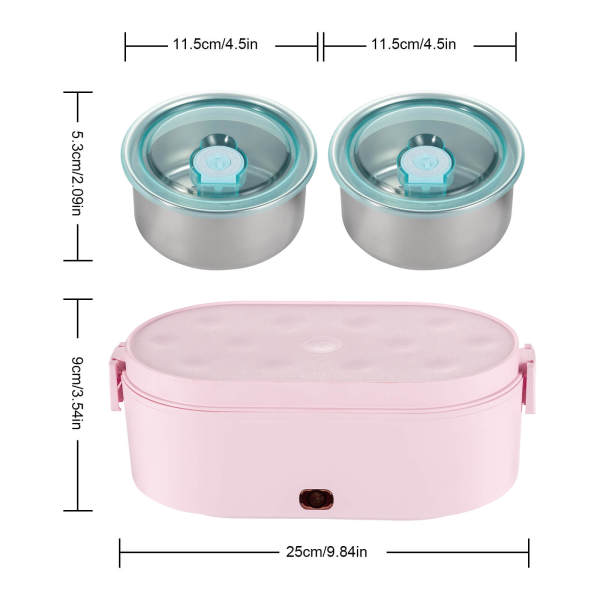 Pink Portable Electric Heated Car Home USB Heating Lunch Box, Bento Food Warmer, Heated Lunch Box