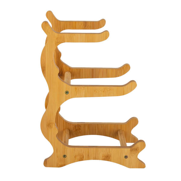 Beige 3-Tier Serving Bowls with Stand, Snack Dessert Cake Tray Plate Rack for Party Wedding, Fruit Bowl with Bamboo Wood Stand