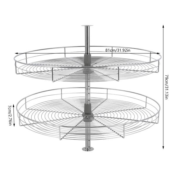 31-inch Diameter, 360° Rotating 2-Shelf  Electrofacing  Iron Blind Corner Cabinet Organizer with 66 lbs Total Load Capacity