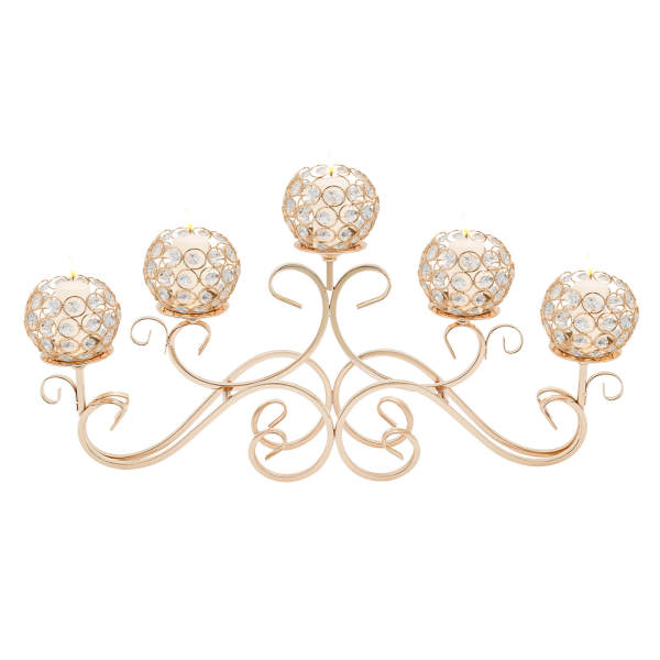 5 Arms Crystal Candle Holders, Crystal Candle Holder, Candle Holder for flameless and safe electronic candles