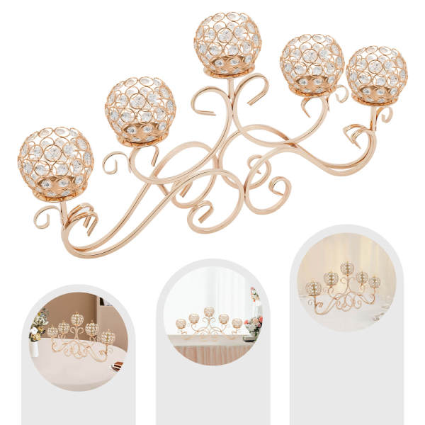 5 Arms Crystal Candle Holders, Crystal Candle Holder, Candle Holder for flameless and safe electronic candles