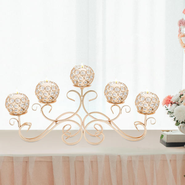 5 Arms Crystal Candle Holders, Crystal Candle Holder, Candle Holder for flameless and safe electronic candles