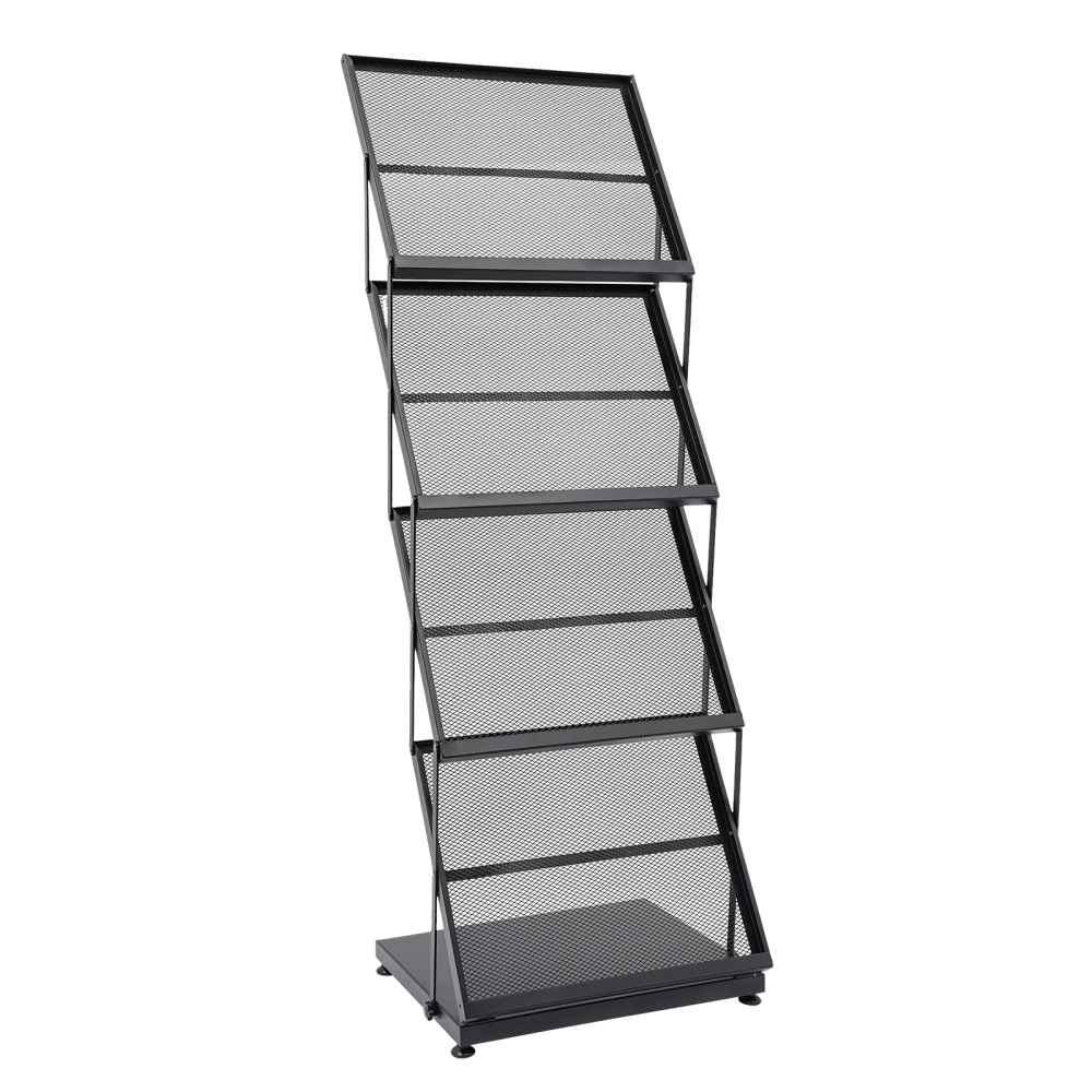Brochure display stand&Foldable Magazine Rack with 5 Pockets for Exhibition and Trade Show Black