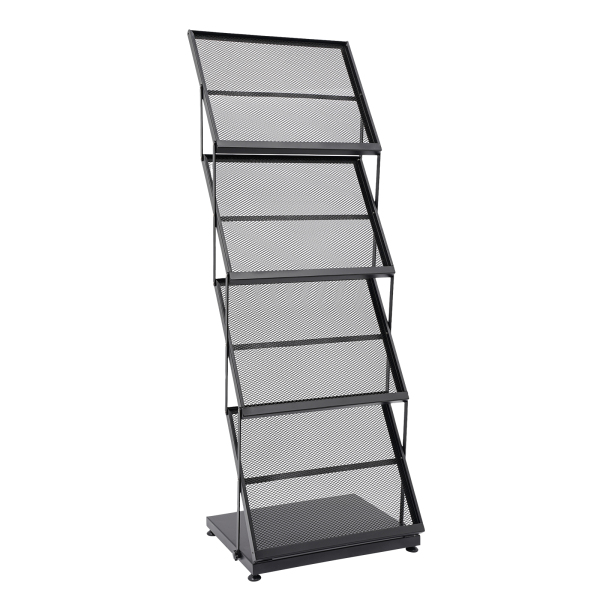 Brochure display stand&Foldable Magazine Rack with 5 Pockets for Exhibition and Trade Show Black