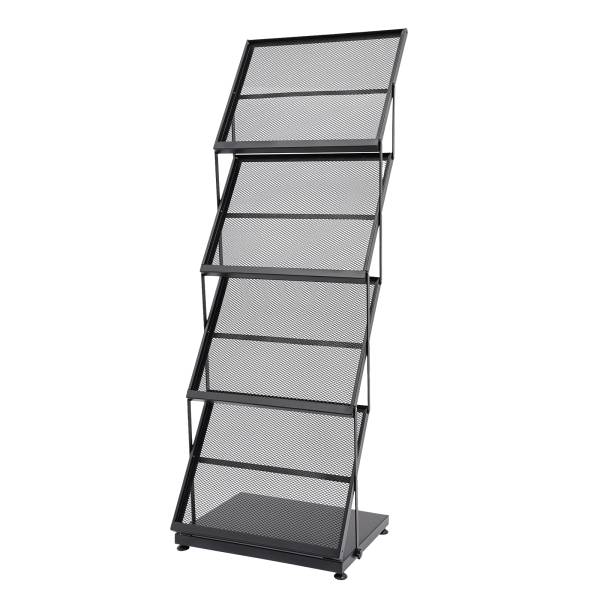 Brochure display stand&Foldable Magazine Rack with 5 Pockets for Exhibition and Trade Show Black