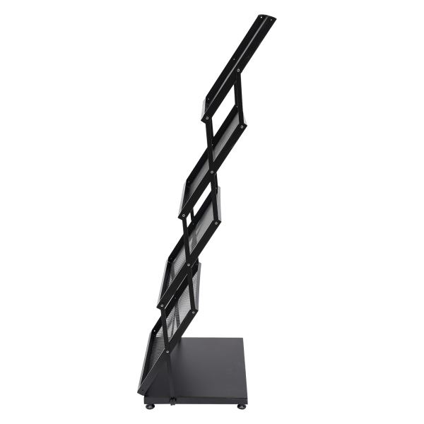 Brochure display stand&Foldable Magazine Rack with 5 Pockets for Exhibition and Trade Show Black
