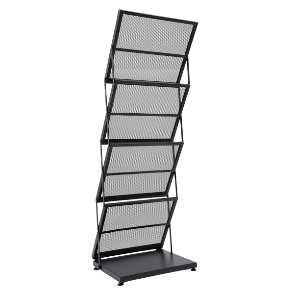 Brochure display stand&Foldable Magazine Rack with 5 Pockets for Exhibition and Trade Show Black