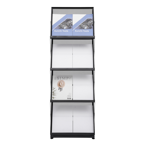 Brochure display stand&Foldable Magazine Rack with 5 Pockets for Exhibition and Trade Show Black