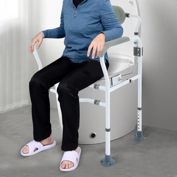 Toilet Adjustable Toilet Frame Handicap Medical Assist Toilet Support Grab Rail Safety Toilet Strong Stability Support Frame Height Adjustable Grey