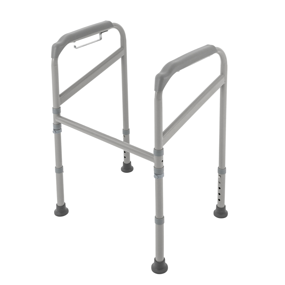 Toilet Safety Support Bar Hand Rail Bathroom Seat Frame Medical Handicap Disabled Adjustable Height Strong Weight-bearing for Homes Hospitals
