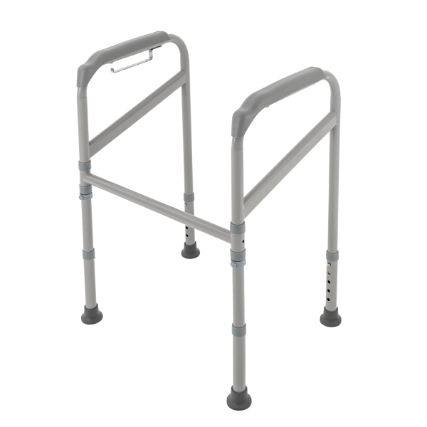 Toilet Safety Support Bar Hand Rail Bathroom Seat Frame Medical Handicap Disabled Adjustable Height Strong Weight-bearing for Homes Hospitals