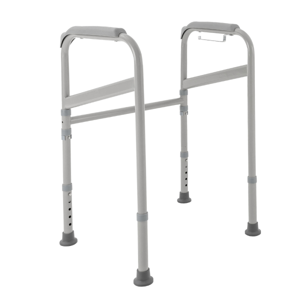 Toilet Safety Support Bar Hand Rail Bathroom Seat Frame Medical Handicap Disabled Adjustable Height Strong Weight-bearing for Homes Hospitals