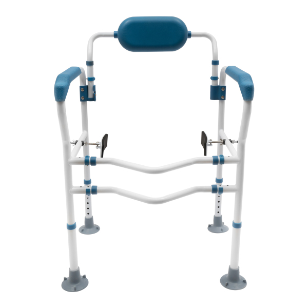 Toilet Adjustable Toilet Frame Handicap Medical Assist Toilet Support Grab Rail Safety Toilet Support Frame Height Adjustable Drill-free Installation Blue