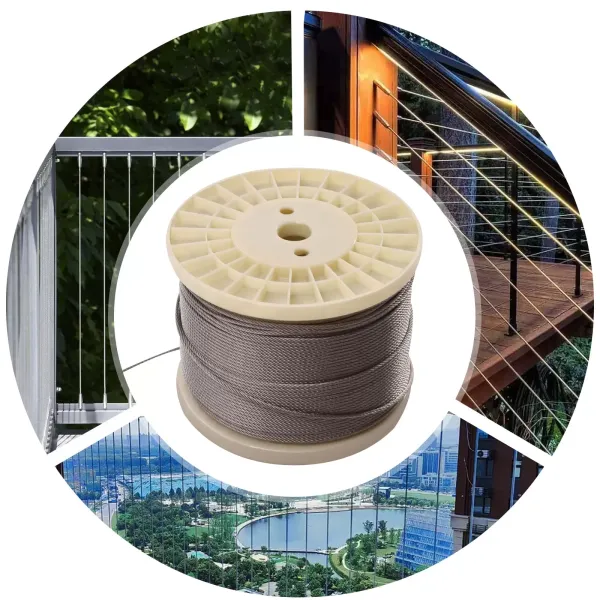Marine Stainless Steel Grade 316 Wire Cable Decking Rope Balustrade 7x7 1000FT