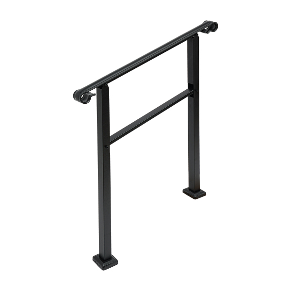 Handrails for Outdoor, Staircase Handrail, 3-Step Handrail Black