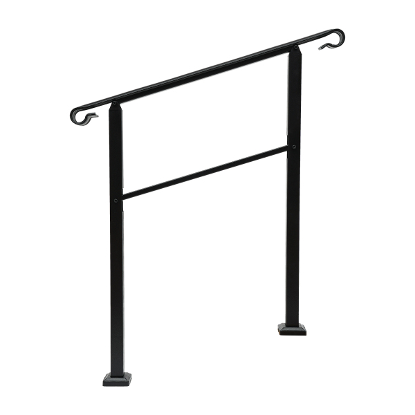 Handrails for Outdoor, Staircase Handrail, 3-Step Handrail Black