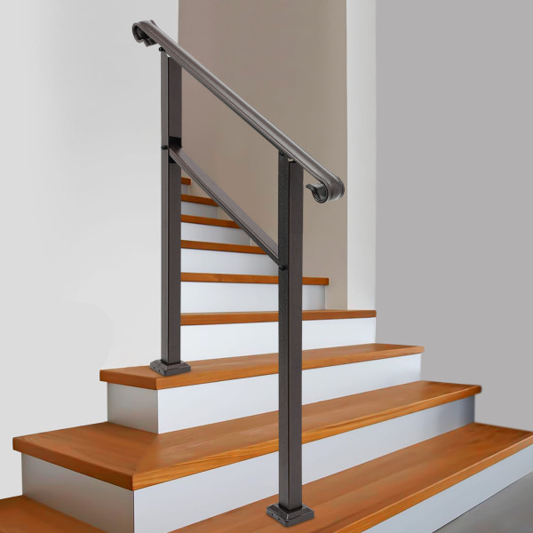 Handrails for Outdoor, Staircase Handrail, 3-Step Handrail Dark Brown