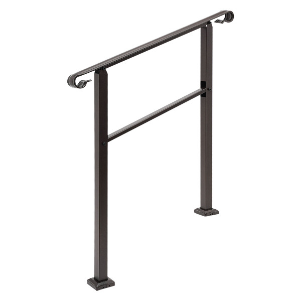 Handrails for Outdoor, Staircase Handrail, 3-Step Handrail Dark Brown