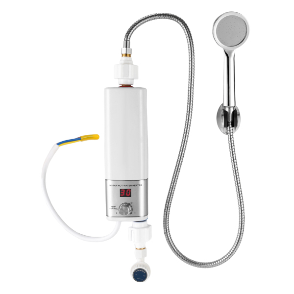 Electric Instant Tankless Hot Water System Shower Heater Under Sink Tap Faucet white