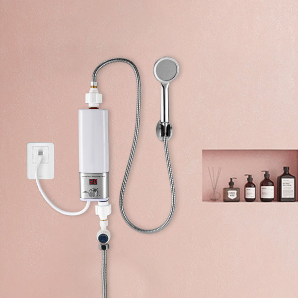 Electric Instant Tankless Hot Water System Shower Heater Under Sink Tap Faucet white