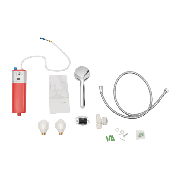Electric Instant Tankless Hot Water System Shower Heater Under Sink Tap Faucet Multiple Protection for Bathrooms Sinks Kitchens Gyms  Red