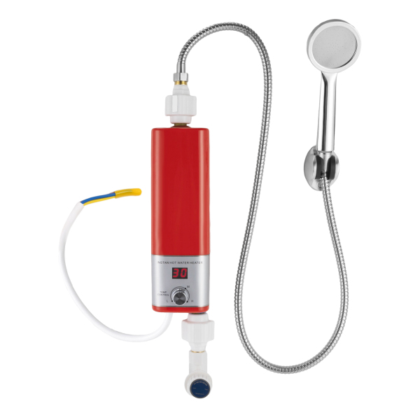 Electric Instant Tankless Hot Water System Shower Heater Under Sink Tap Faucet Multiple Protection for Bathrooms Sinks Kitchens Gyms  Red