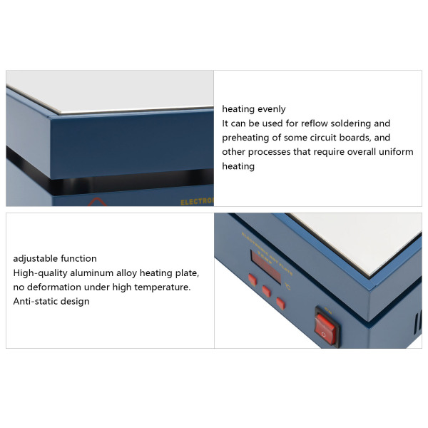 Upgraded 800W Soldering Hot Plate Microcomputer Electric Preheat Soldering Station Welder Hot Plate Rework Heater Lab 200X200mm Plate