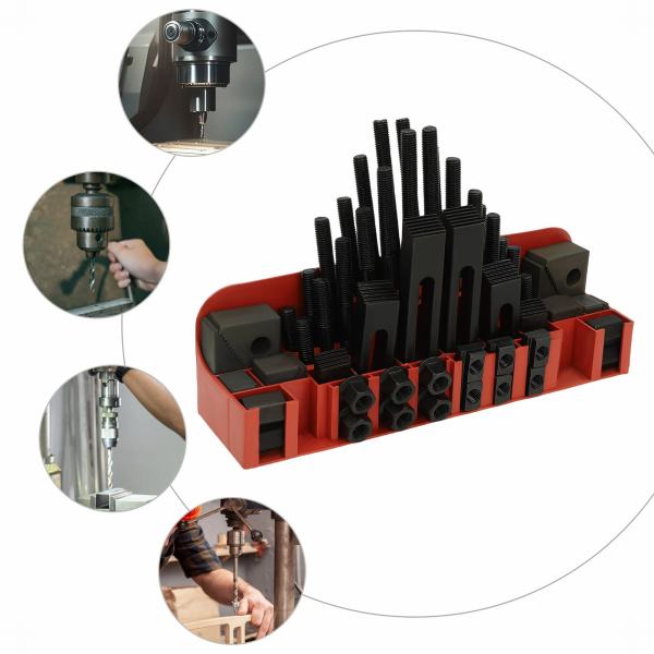 58Pcs T-Slot Clamping Kit, M12 Clamping Kit, Hardened Combined Press Plate for Lathe Milling Machine