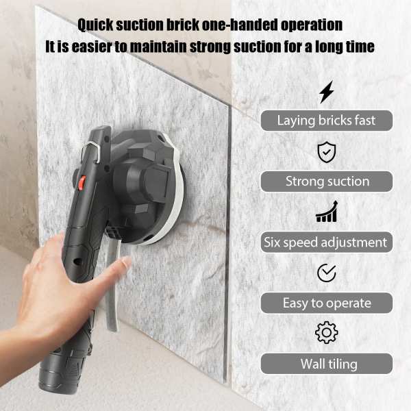 Tile Machine Electric Tile Vibrator with 130 mm Suction Cup 6 Speeds Adjustable 60-80 kg Load Capacity Tile Tile Machine