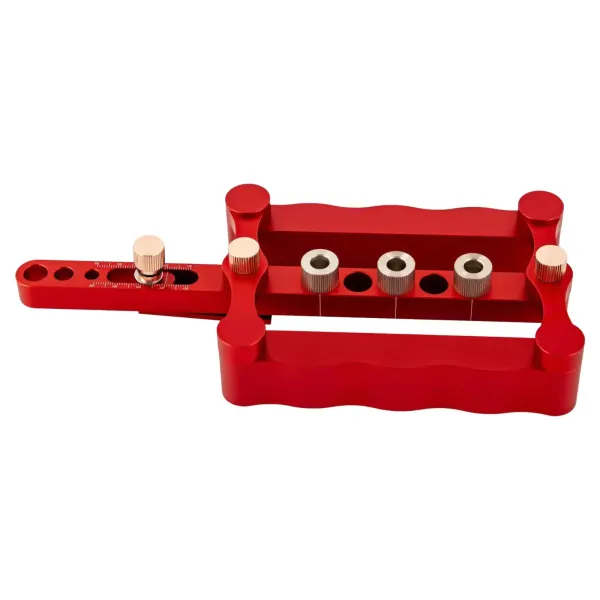 Self Centering Dowelling Jig Metric Wood Punch Drilling Jig Accessories Wavy Woodworking Dowel Hole Drilling Guide Positioner Locator Tool Red