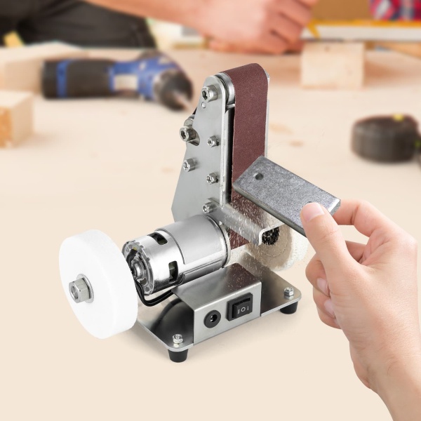 Mini Belt Sander, Electric Bench Grinder Sanding Machine, Table Top Grinder Polisher