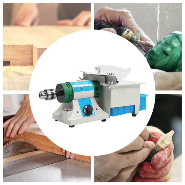 AU 220V 750W Desktop Multi-Function Grinder Gem Cutting Machine Jewelry Rock Polishing Buffer Bench Lathe Table Saw Polisher for Grinding Polishing Drilling