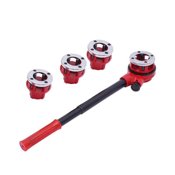 Manual Pipe Threader Tool Kit w/ 4 Dies Set + Ratchet Handle + Case 4 Dies Pipe Threading Kits 1/2" 3/4" 1" 1-1/4"