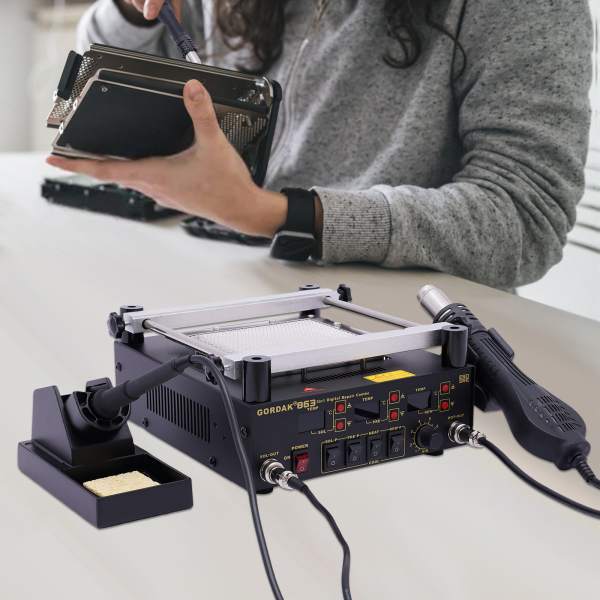 Soldering Preheat Hot Air Machine Repair Rework Station 3 In 1 Hot Air Gun + Soldering Iron + IR Preheating Station
