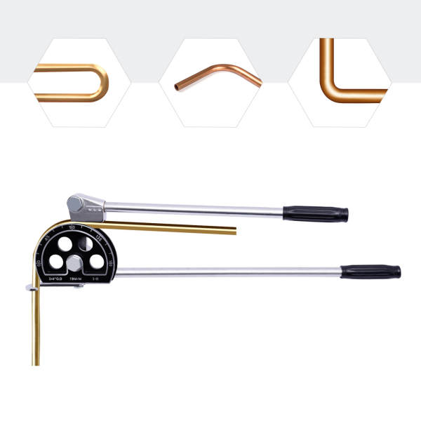 3/4" Tubing Bender Manual Pipe Tube Bender 180 Degree Bending Tool for Copper Aluminum Pipes Air Conditioner Refrigeration Repair