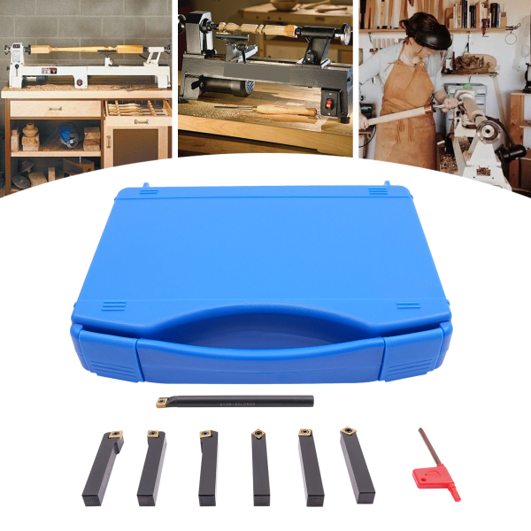 Turnable Lathe Turning Tool Precision Machining 7PCS Turning Tools, Lathe Tools Holder Set with Blades for Parts Processing Mechanical Processing