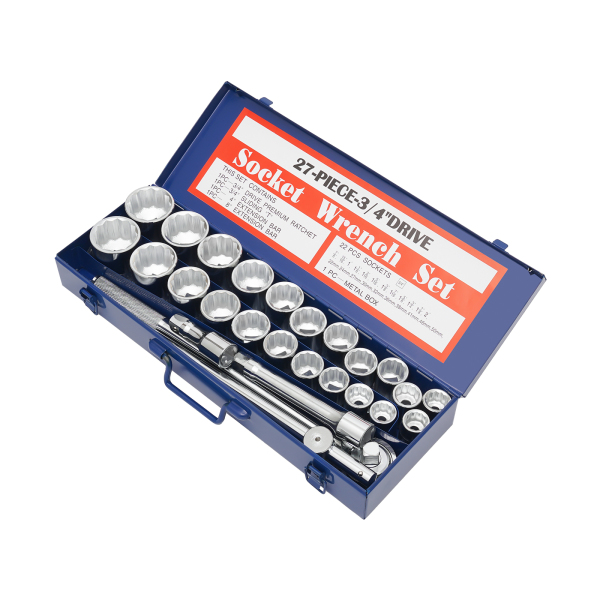 27-piece 3/4'' Wrench Socket Set Drive Wrench Socket Set Drive Socket Set Made of 45# Carbon Steel T-shaped Sliding Handle for Handymen Mechanics 27-piece 3/4'' Wrench Socket Set Drive Wrench Socket Set Drive Socket Set Made of 45# Carbon Steel T-shaped Sliding Handle for Handymen Mechanics