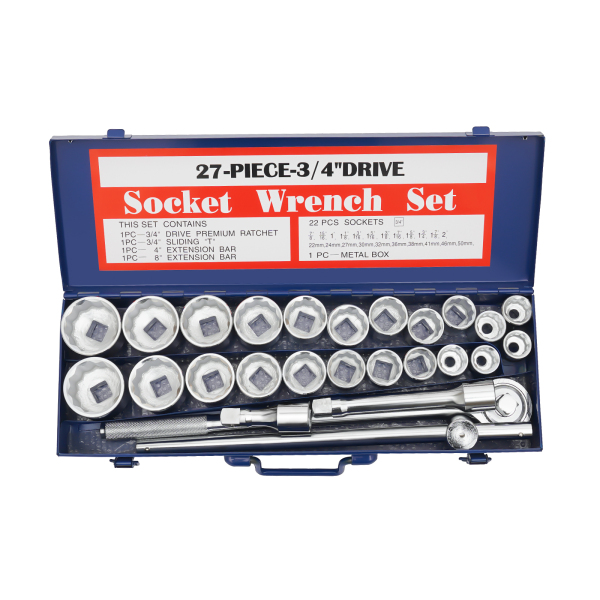 27-piece 3/4'' Wrench Socket Set Drive Wrench Socket Set Drive Socket Set Made of 45# Carbon Steel T-shaped Sliding Handle for Handymen Mechanics 27-piece 3/4'' Wrench Socket Set Drive Wrench Socket Set Drive Socket Set Made of 45# Carbon Steel T-shaped Sliding Handle for Handymen Mechanics