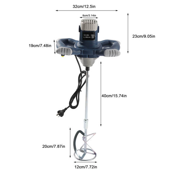 Drywall Mortar Mixer Cement Render Paint Tile Concrete Plaster Rotary, Handheld Cement Mixer, Machine Adjustable 6 Speed