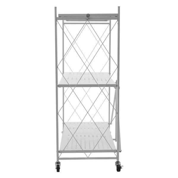 3-Tier Foldable Storage Trolley Cart Rolling Utility Service Cart with Wheels Mobile Shelving Unit Organiser for Kitchen Bathroom